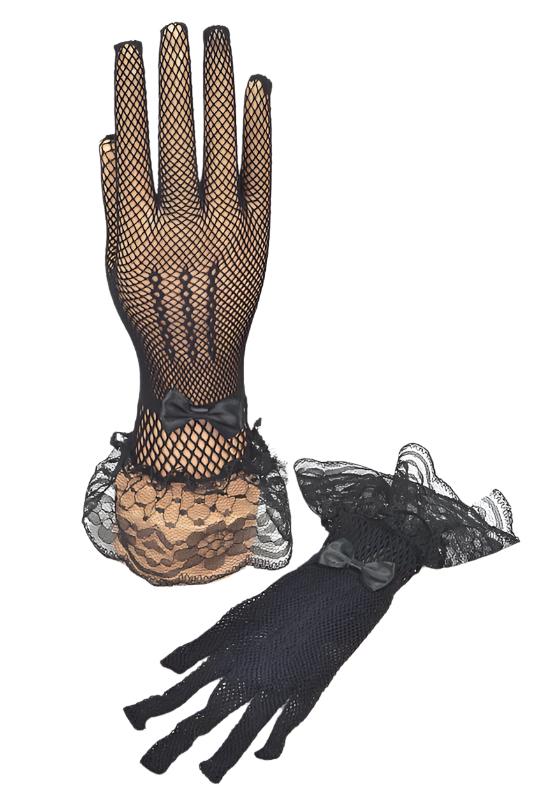 TEEK - Fishnet Ribbon Lace Ruffle Gloves GLOVES TEEK FG   