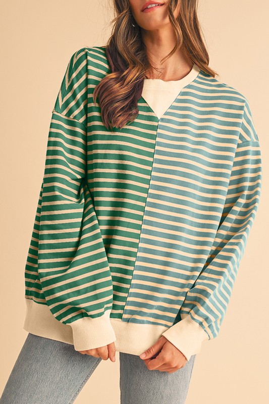 TEEK - Colorblock Drop Shoulder Oversize Sweatshirt TOPS TEEK FG