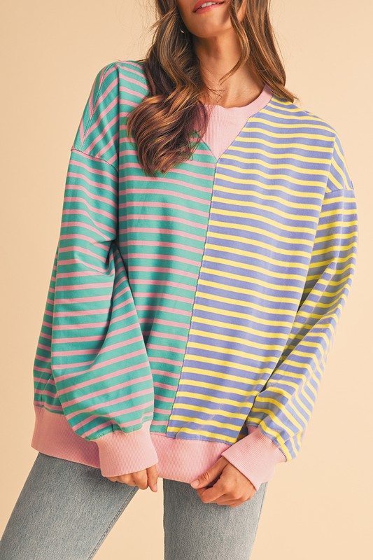 TEEK - Colorblock Drop Shoulder Oversize Sweatshirt TOPS TEEK FG
