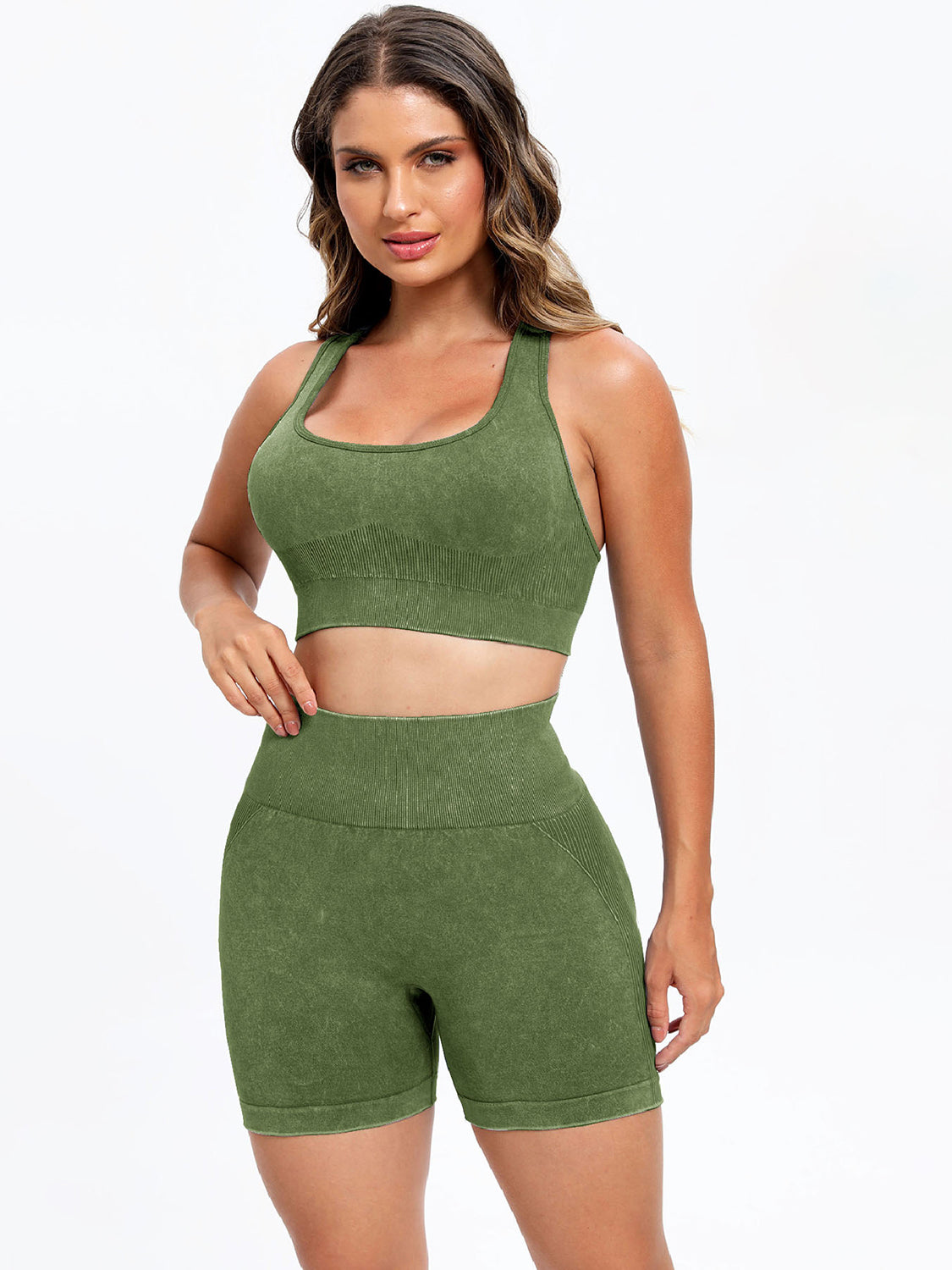 TEEK - Scoop Neck Wide Strap Top Shorts Active Set  TEEK Trend   