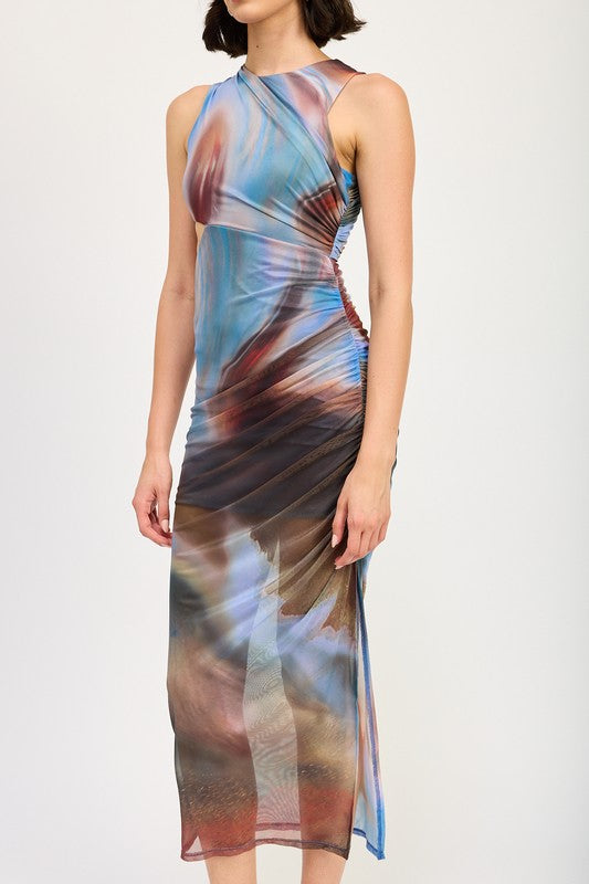TEEK - MULTICOLOR SLEEVELESS MIDI DRESS WITH CUT OUT DRESS TEEK FG