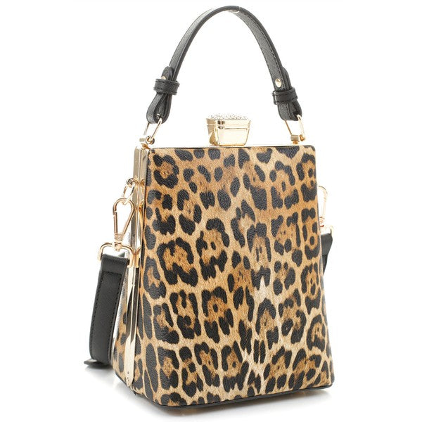 TEEK - Leopard Frame Crossbody Satchel BAG TEEK FG LEO/BLACK  