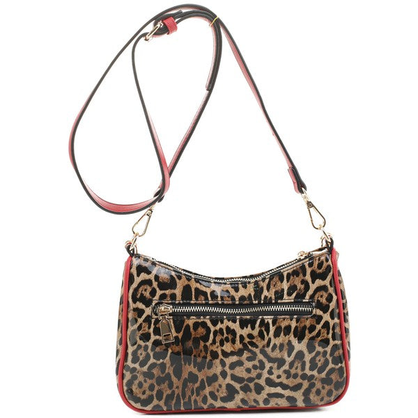 TEEK - Glossy Leopard Chain Link Crossbody Satchel BAG TEEK FG   