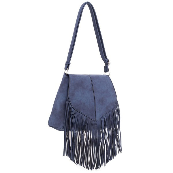 TEEK - Faux Suede Fringe Flap Crossbody Bag BAG TEEK FG   