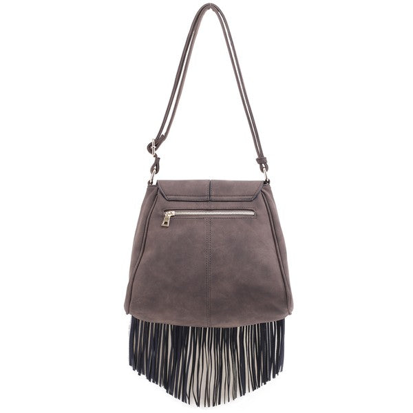 TEEK - Faux Suede Fringe Flap Crossbody Bag BAG TEEK FG   