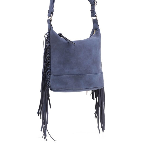 TEEK - Faux Suede Fringe Crossbody Bag BAG TEEK FG NAVY  