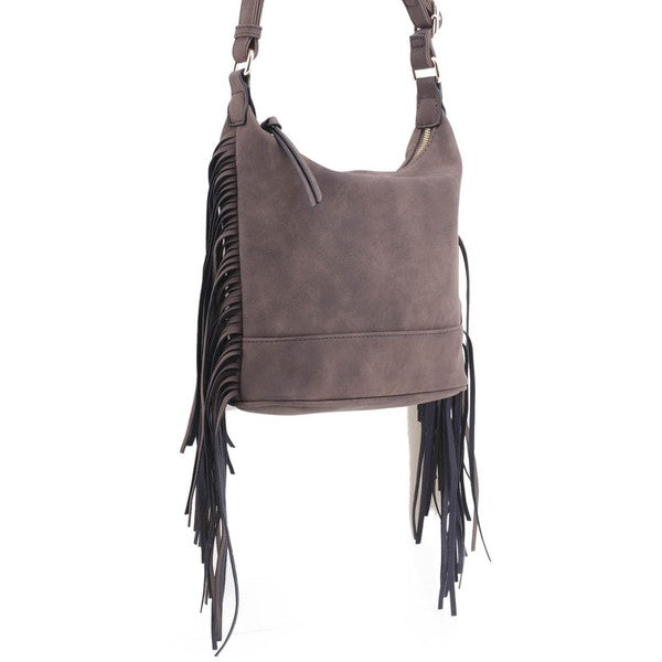 TEEK - Faux Suede Fringe Crossbody Bag BAG TEEK FG COFFEE  