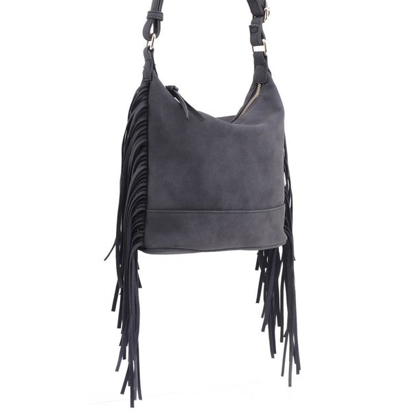 TEEK - Faux Suede Fringe Crossbody Bag BAG TEEK FG BLACK  