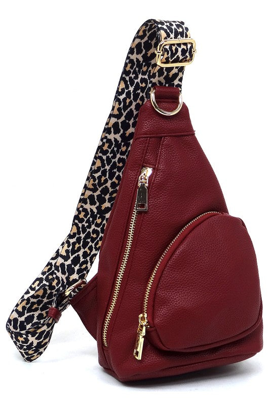 TEEK - Leopard Strap Sling Backpack BAG TEEK FG WINE  