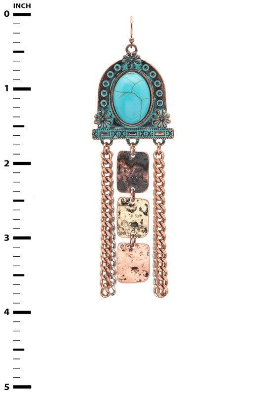 TEEK - Turquoise Stone Distressed Earrings JEWELRY TEEK FG