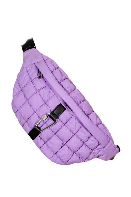 Fame Carabiner Bubble Texture Quilted Sling Bag TEEK Trend Purple One Size