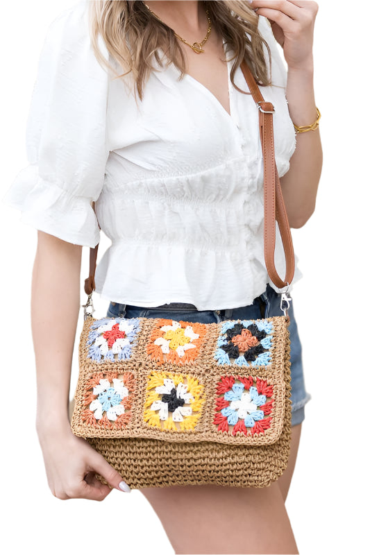 TEEK - Sylvie Foldover Crochet Woven Crossbody BAG TEEK FG Khaki