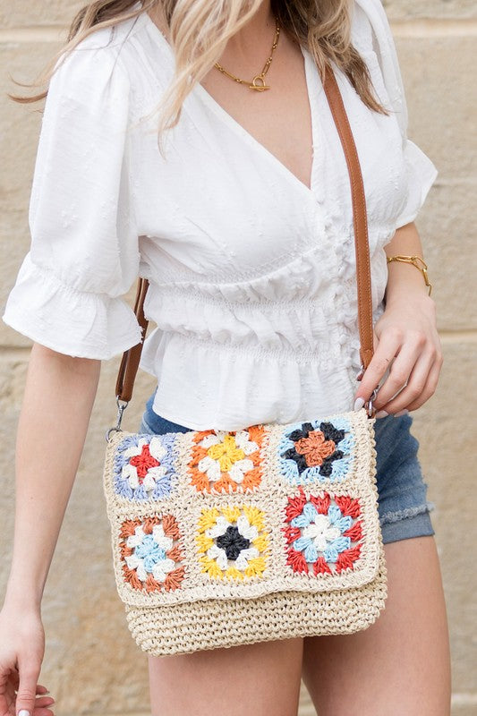 TEEK - Sylvie Foldover Crochet Woven Crossbody BAG TEEK FG