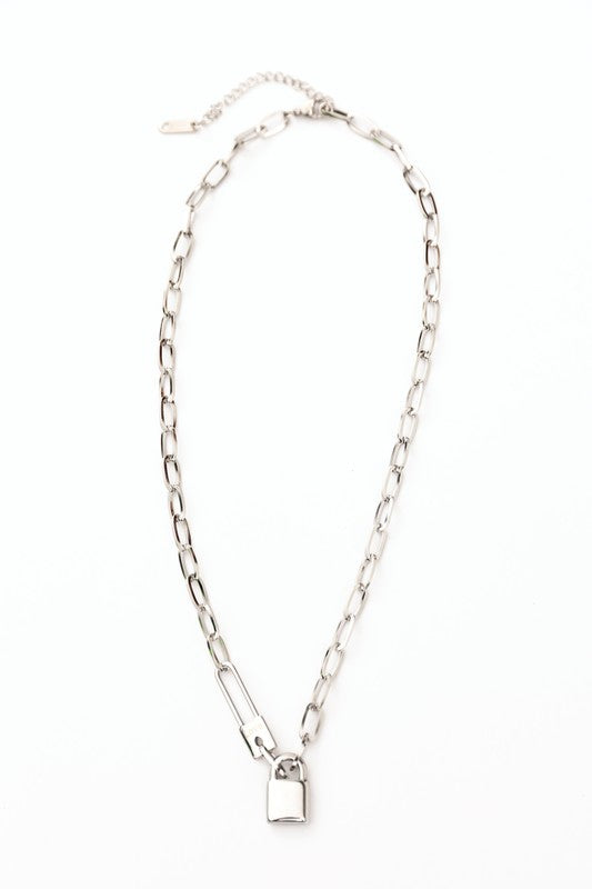 TEEK - 18K STAINLESS STEEL LOCK & CLIP CHAIN NECKLACE JEWELRY TEEK FG