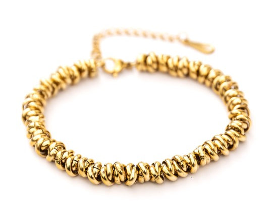 TEEK - 18K STAINLESS STEEL TWISTED BEAD BRACELET JEWELRY TEEK FG