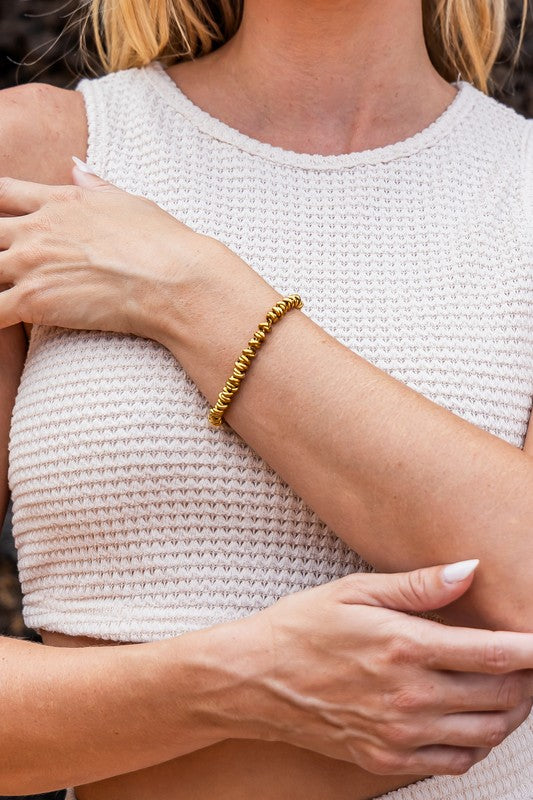 TEEK - 18K STAINLESS STEEL TWISTED BEAD BRACELET JEWELRY TEEK FG