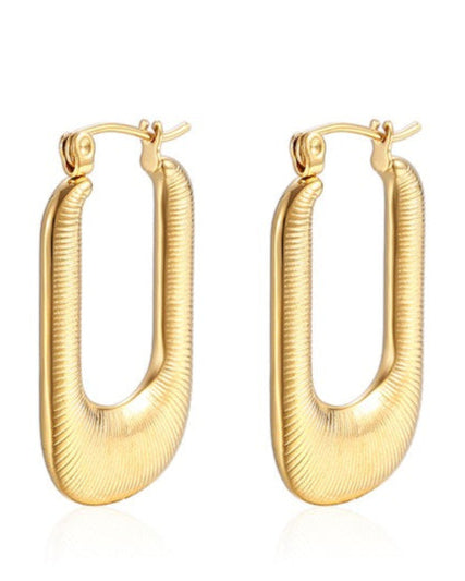 TEEK - 18K STAINLESS STEEL MINI RECTANGLE HOOP EARRING JEWELRY TEEK FG