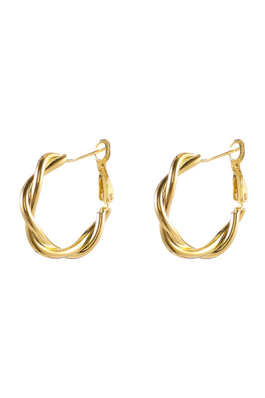 TEEK - 18K STAINLESS STEEL TWISTED HOOP EARRINGS JEWELRY TEEK FG