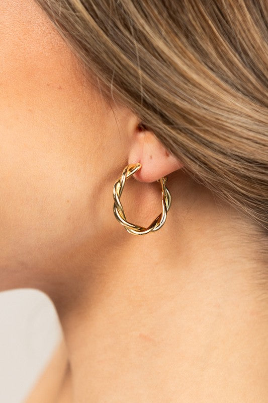 TEEK - 18K STAINLESS STEEL TWISTED HOOP EARRINGS JEWELRY TEEK FG