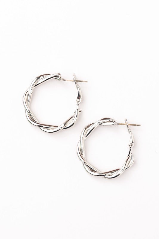 TEEK - 18K STAINLESS STEEL TWISTED HOOP EARRINGS JEWELRY TEEK FG