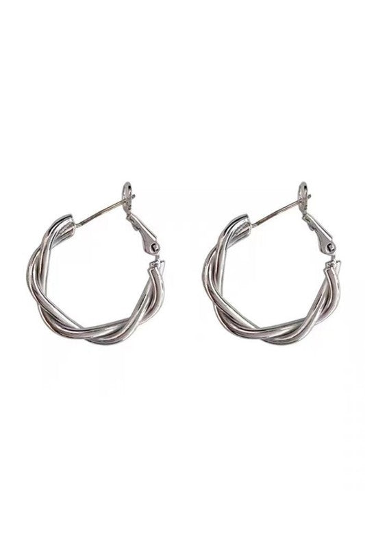 TEEK - 18K STAINLESS STEEL TWISTED HOOP EARRINGS JEWELRY TEEK FG