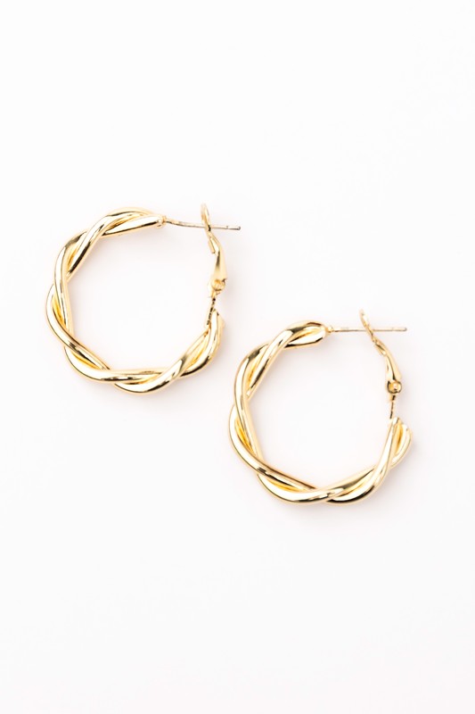 TEEK - 18K STAINLESS STEEL TWISTED HOOP EARRINGS JEWELRY TEEK FG
