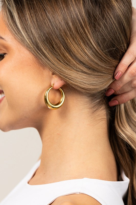 TEEK - 18K STAINLESS STEEL MOD HOOP EARRINGS JEWELRY TEEK FG