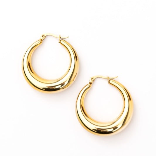 TEEK - 18K STAINLESS STEEL MOD HOOP EARRINGS JEWELRY TEEK FG