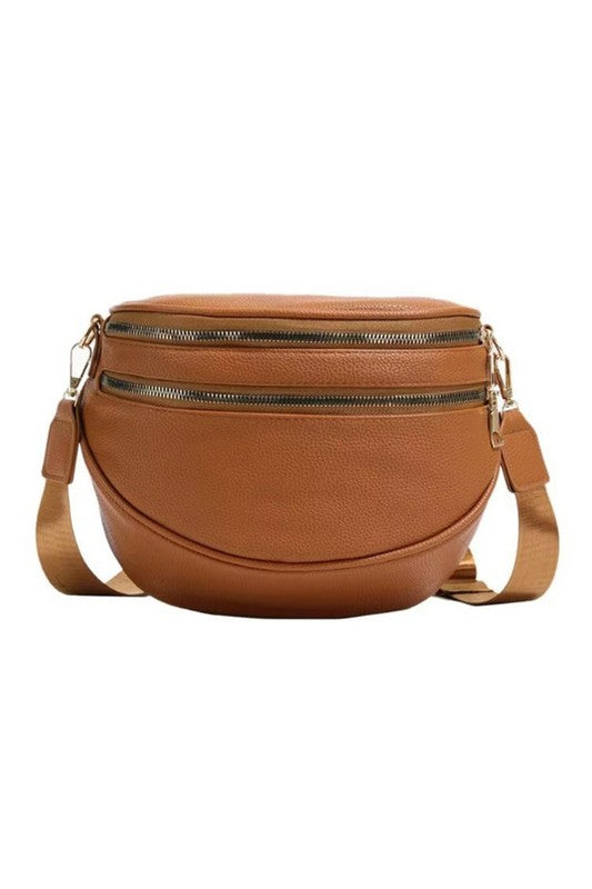 TEEK - Sabrina Double Zip Leather Crescent Sling BAG TEEK FG