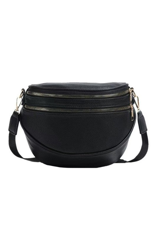 TEEK - Sabrina Double Zip Leather Crescent Sling BAG TEEK FG