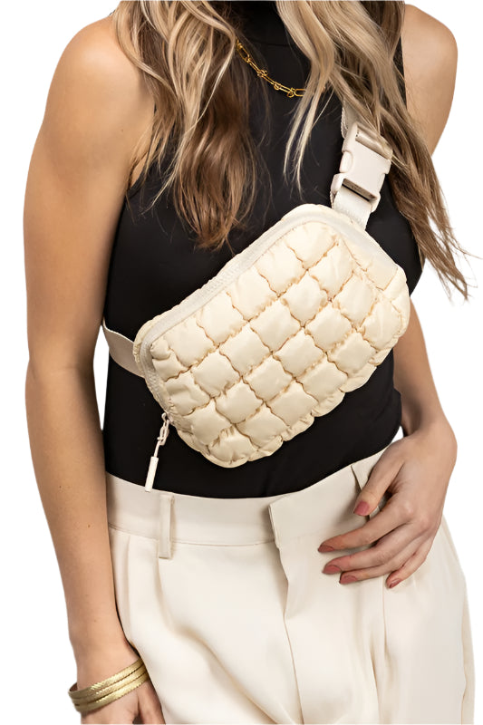 TEEK - Evyn Quilted Puffer Sling Belt Bum Bag BAG TEEK FG Almond