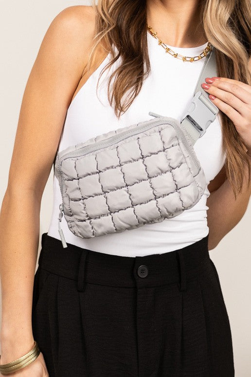 TEEK - Evyn Quilted Puffer Sling Belt Bum Bag BAG TEEK FG Gray