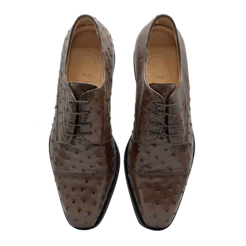23-538-BRN ANDREA Ostrich Quill Lace Up, Brown Sale TEEK ZI