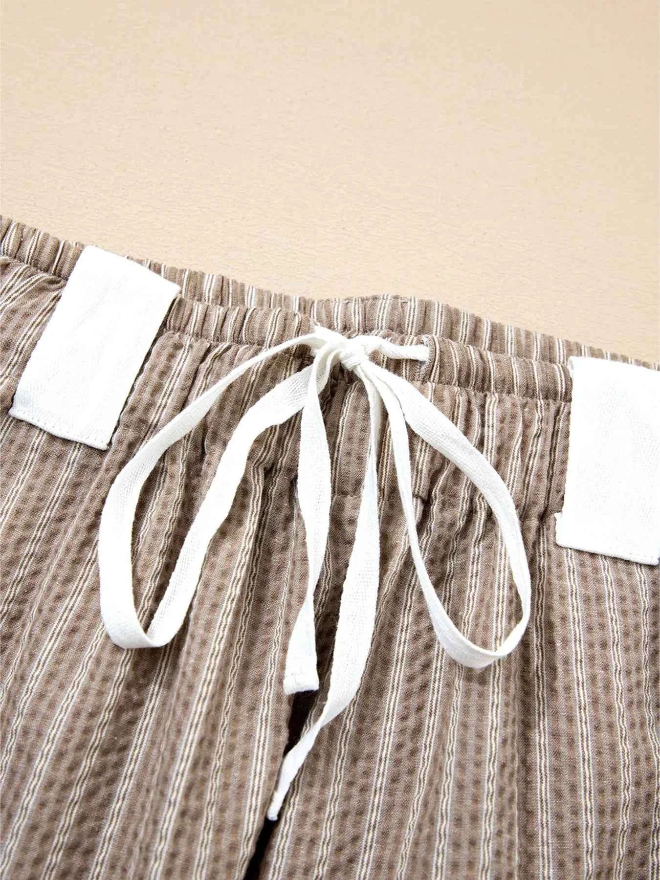 TEEK - Stripe Drawstring Cargo Jogger Pants with Pockets PANTS TEEK Trend