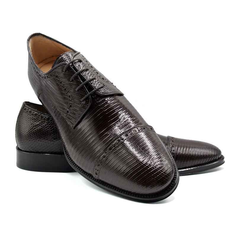 24-526-BRN GIOVANNI Teju Lizard Lace Up, Dark Brown Sale TEEK ZI
