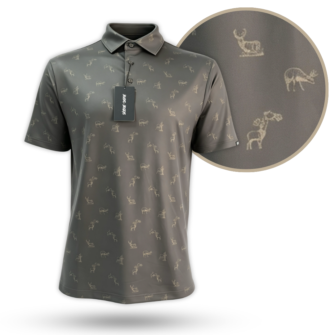 "Get Bucked" Golf Polo - Brown T-Shirt Bow Crew Apparel - Bow Hunting Lifestyle Apparel