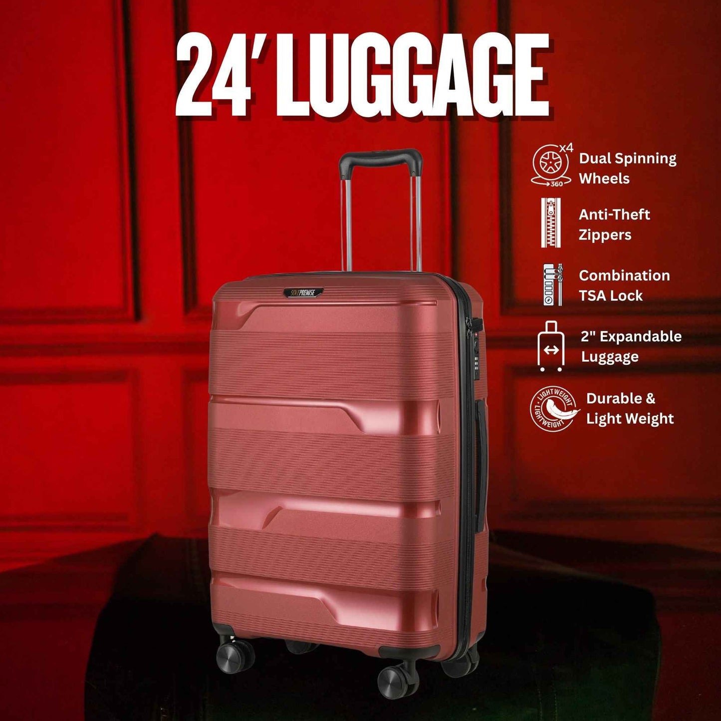 TEEK - 24-inch Red Hardcase Roller Luggage BAG TEEK SP