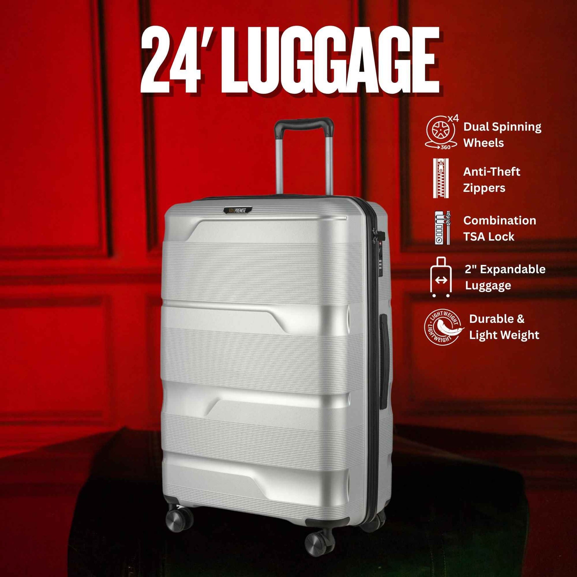 TEEK - 24-inch Silver Hardcase Roller Luggage BAG TEEK SP