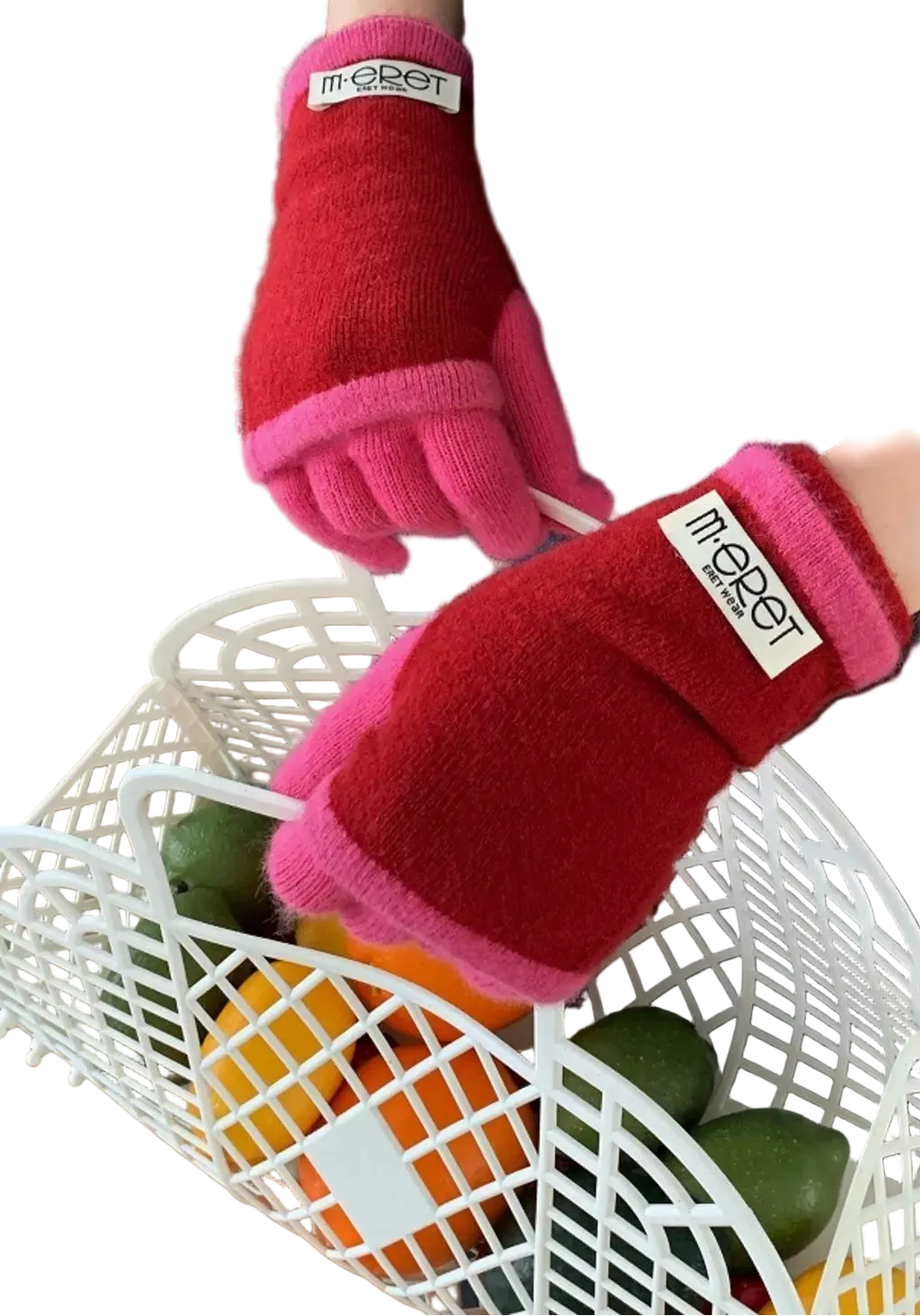 Two Tone Warm Knit Gloves Set Trendsi