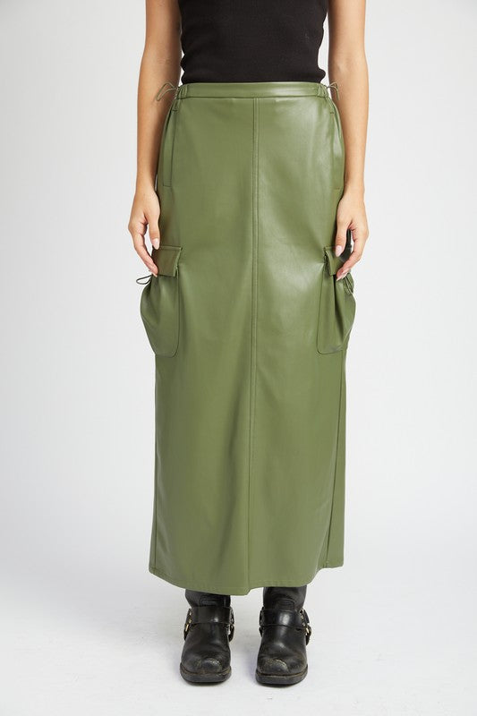 TEEK - LEATHERY CARGO MAXI SKIRT SKIRT TEEK FG   