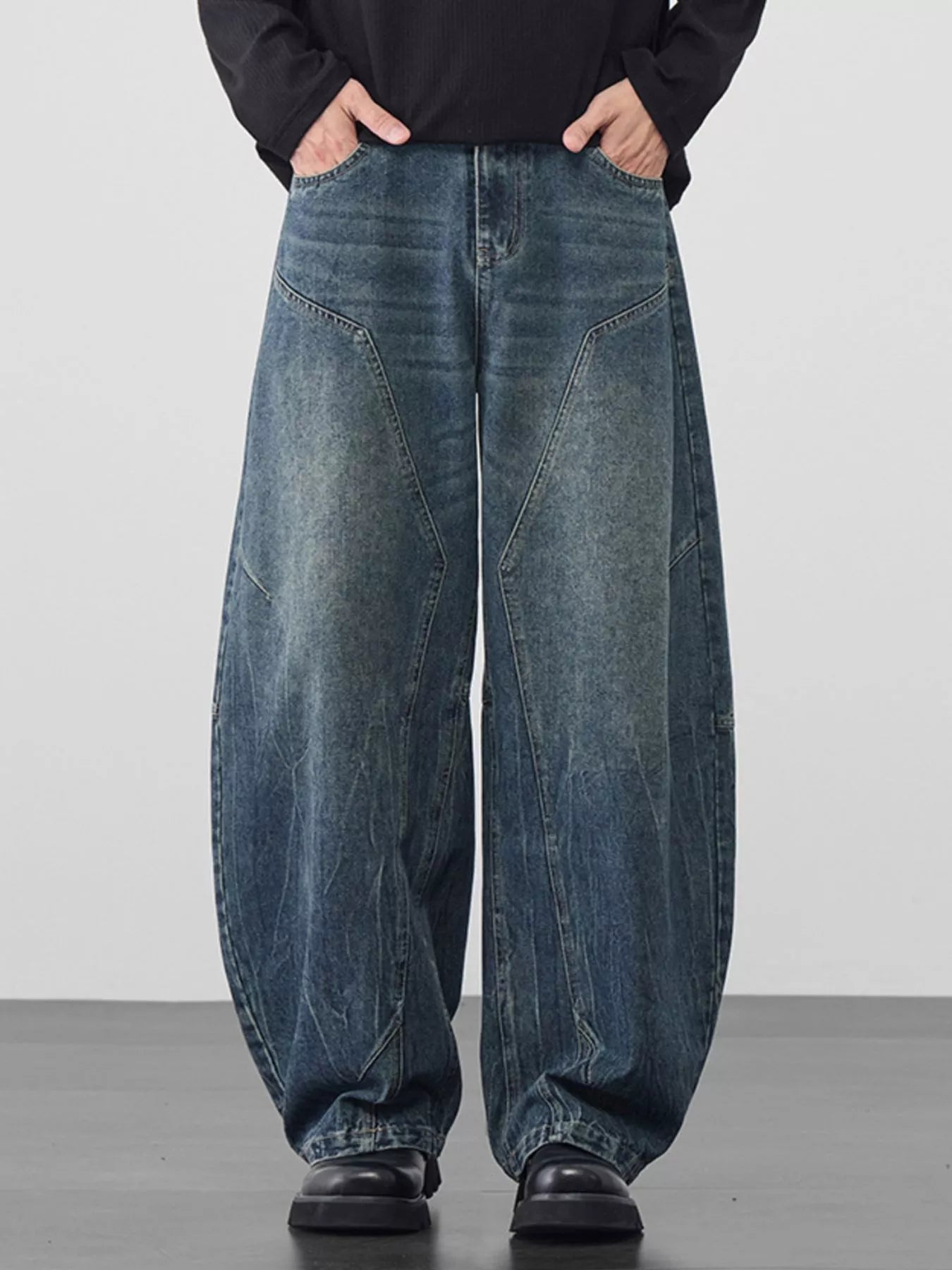 Men's Plus Size Wide Leg Jeans Trendsi Vintage Blue M