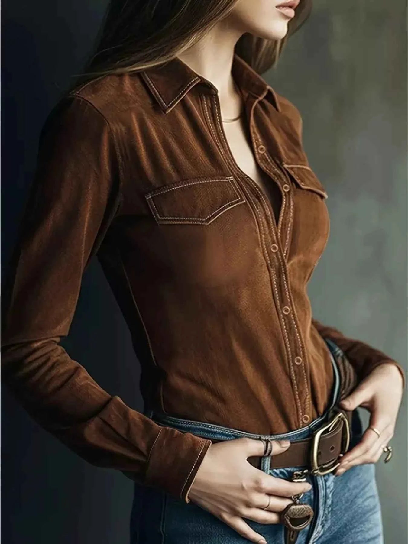 Vintage Button-Down Long Sleeve Shirt Trendsi
