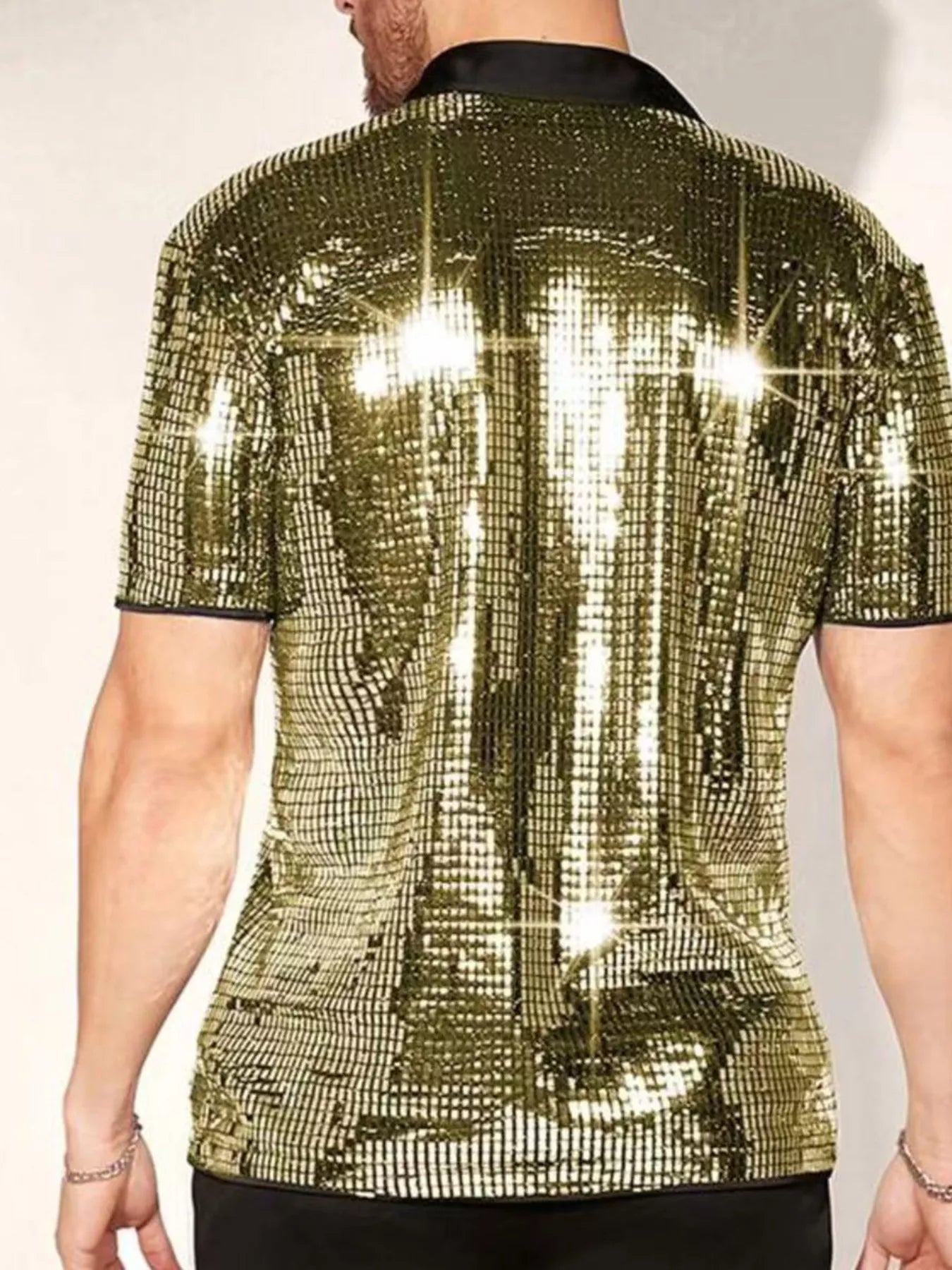 Men's Sequin Button Up Shirt Trendsi