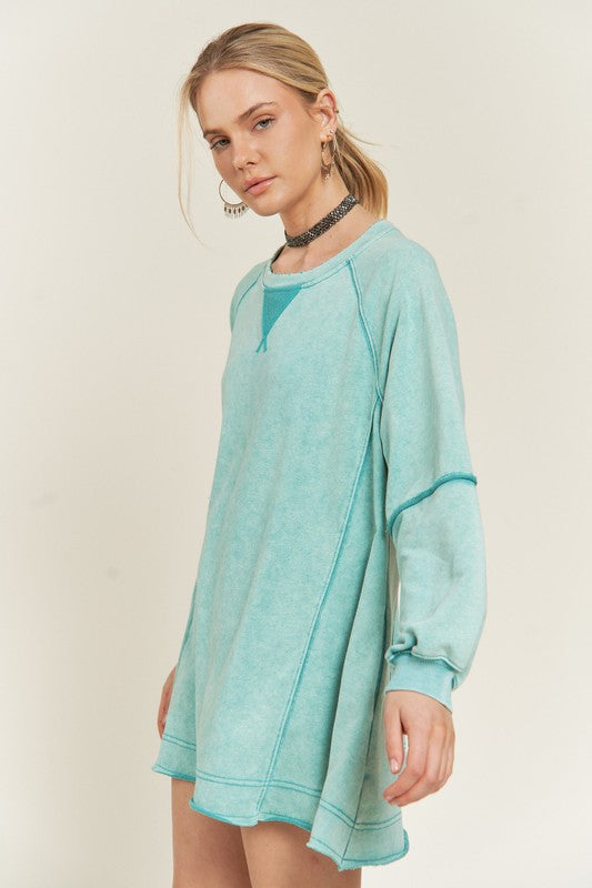 TEEK - COLORWASH POCKETED TUNIC SWEATSHIRT TOPS TEEK FG   