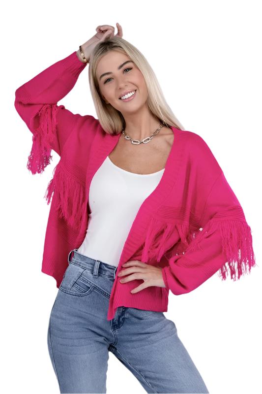 TEEK - Fuchsia Tassel Open Cardigan SWEATER TEEK FG S  