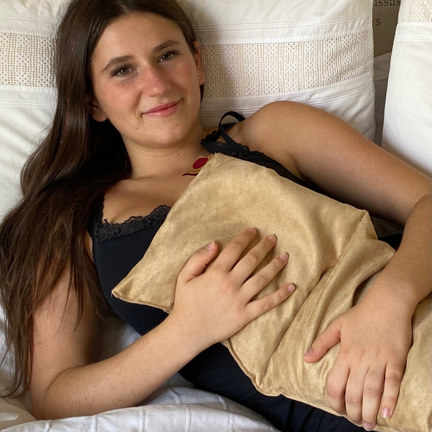 TEEK - Double Square Cherry Stone Pillow in Tan Ultra-Suede PILLOW TEEK HCD