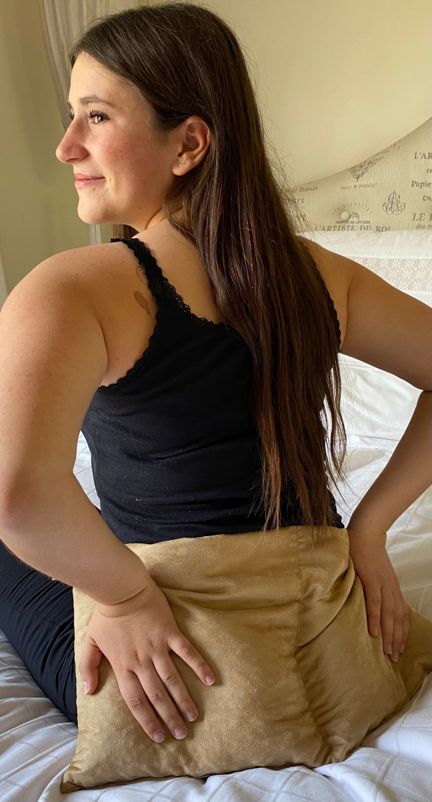 TEEK - Double Square Cherry Stone Pillow in Tan Ultra-Suede PILLOW TEEK HCD