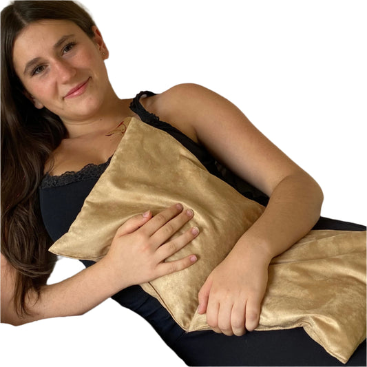 TEEK - Double Square Cherry Stone Pillow in Tan Ultra-Suede PILLOW TEEK HCD