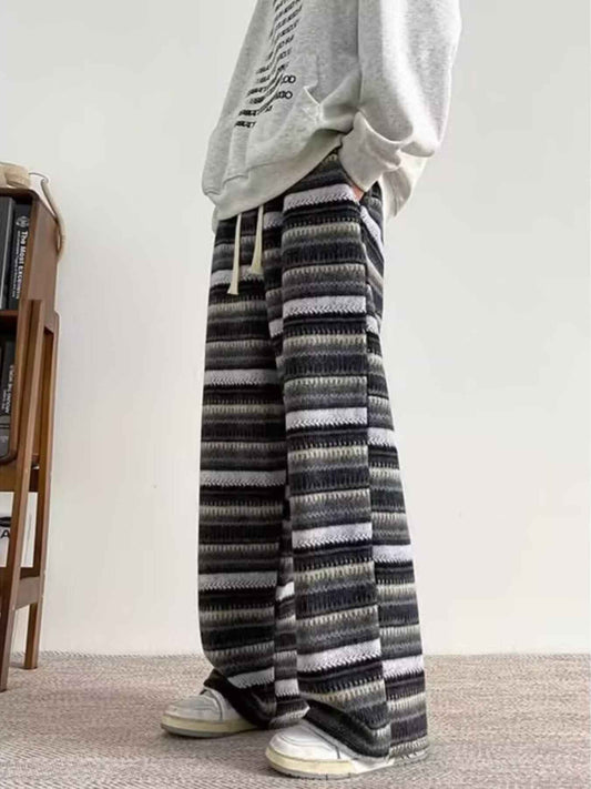 TEEK - Mens Plus Size Drawstring Striped Wide Leg Pants TOPS TEEK Trend