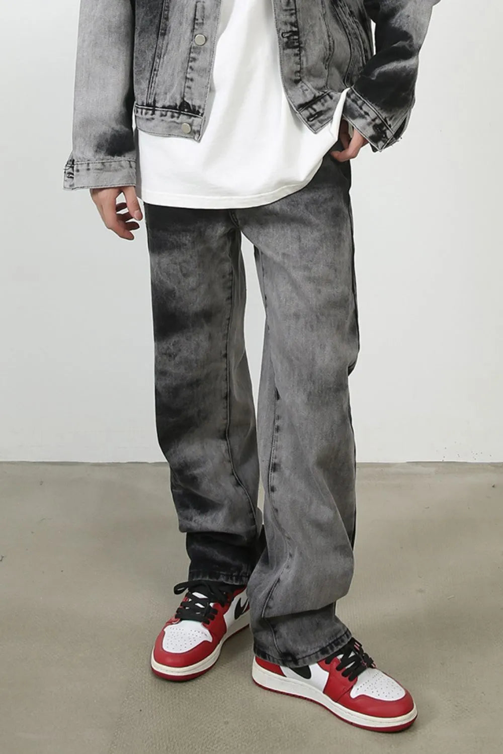 TEEK - Mens Dark Grey Tie Dye Baggy Pocketed Jeans JEANS TEEK Trend